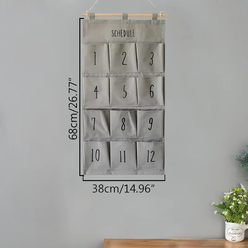 Grey Джинсовый цвет 12 Карманы хлопчатобумажное бельё настенный подвесной для хранения сумка кухонный дверной шкаф навесная сумка Косметические игрушки Органайзер - Цвет: Grey