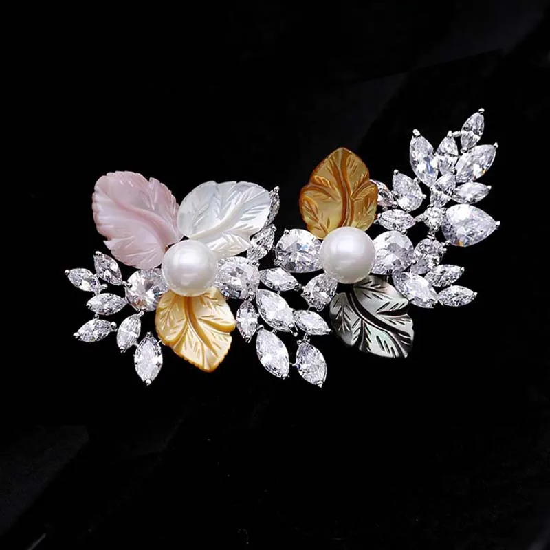 

Red Trees Brand Jewelry New Arrival High Quality Fashion Flower Shape Bridal Brooch Bouquet For Wedding Women Christmas Gift