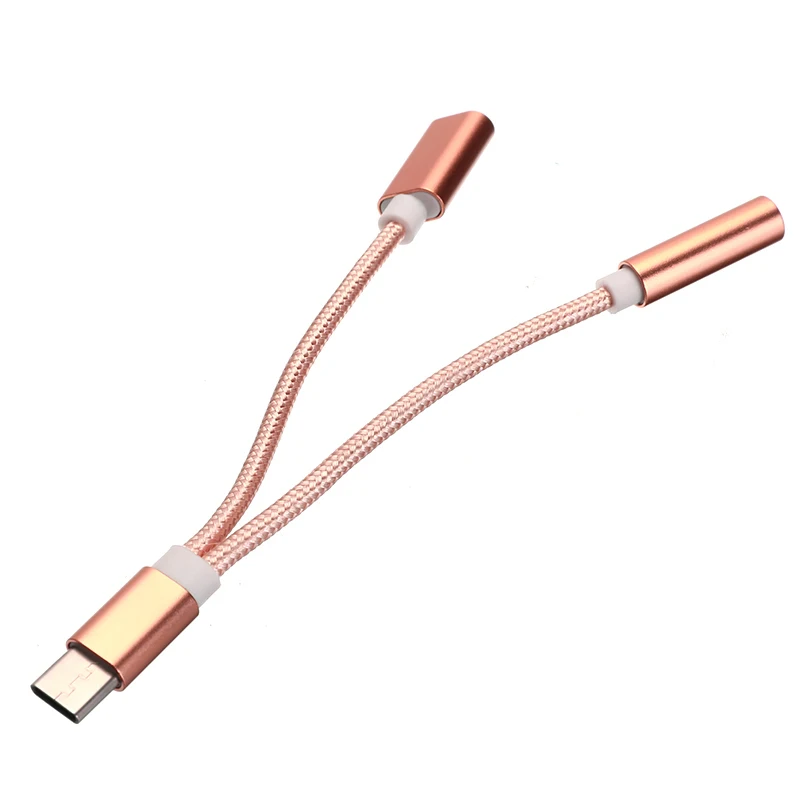 2 в 1 usb type C до 3,5 мм разъем AUX аудионаушники с кабелем аудио сплиттер конвертер Кабель-адаптер зарядный кабель