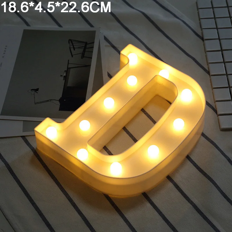 D Letras Decorativas Led Con Luces 26 букв алфавита Ночник светильник предложение для свадьбы украшения романтическое украшение для свадебной вечеринки - Color: D