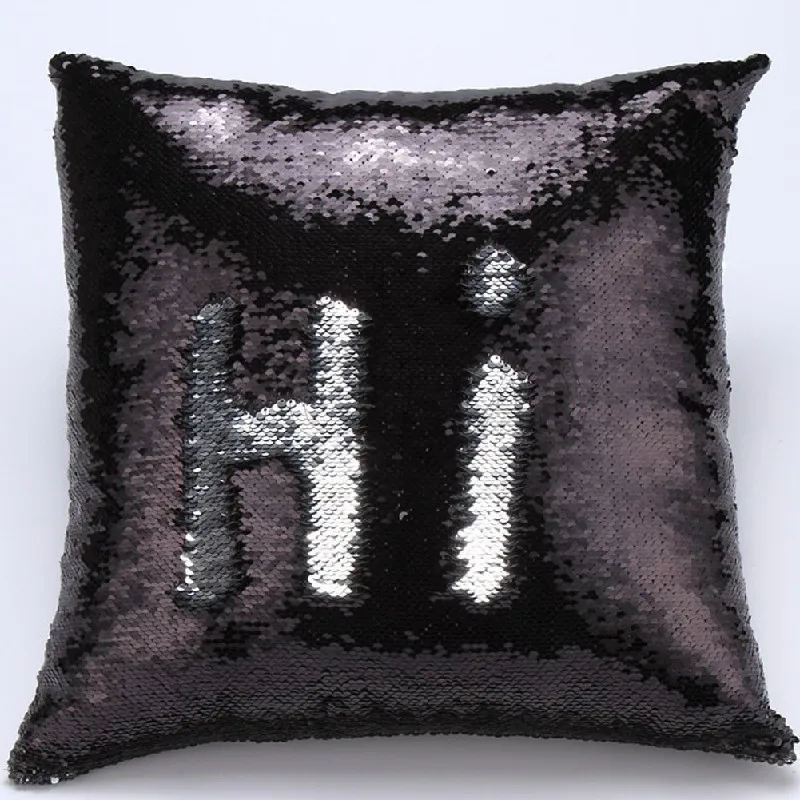 

Sequins Throw Pillow Case DIY Two Tone Glitter Cushion Cover Home Decor Cojines 40*40cm Square Almofadas Fundas Promotion Gifts