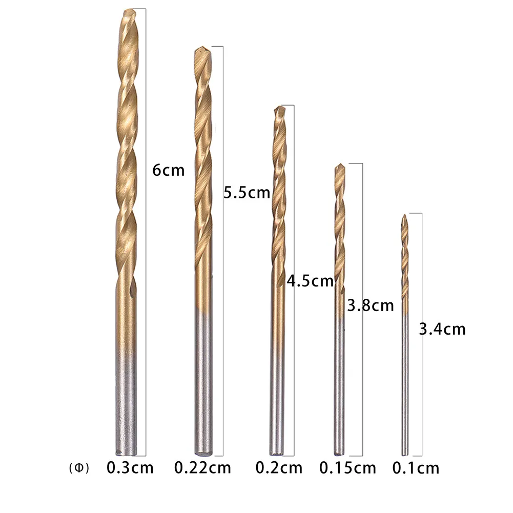 Твист сверло электроинструменты 50 шт. 1-3 мм HSS титановое покрытие сверло Набор отверстий резак с высокоскоростным стальным прямым хвостовиком