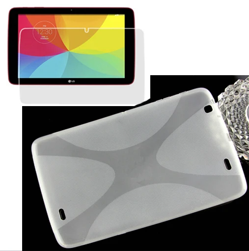 

1x Screen Protector , Ultra Slim Silicone X Line Soft Silicon Rubber TPU Gel Skin Shell Cover Case For LG G Pad Tablet 10.1 V700