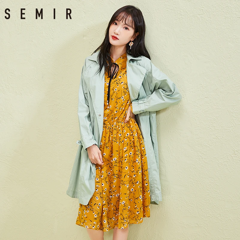 SEMIR плащ Пыльник в британском стиле Женский Тренч модные тонкие однотонные