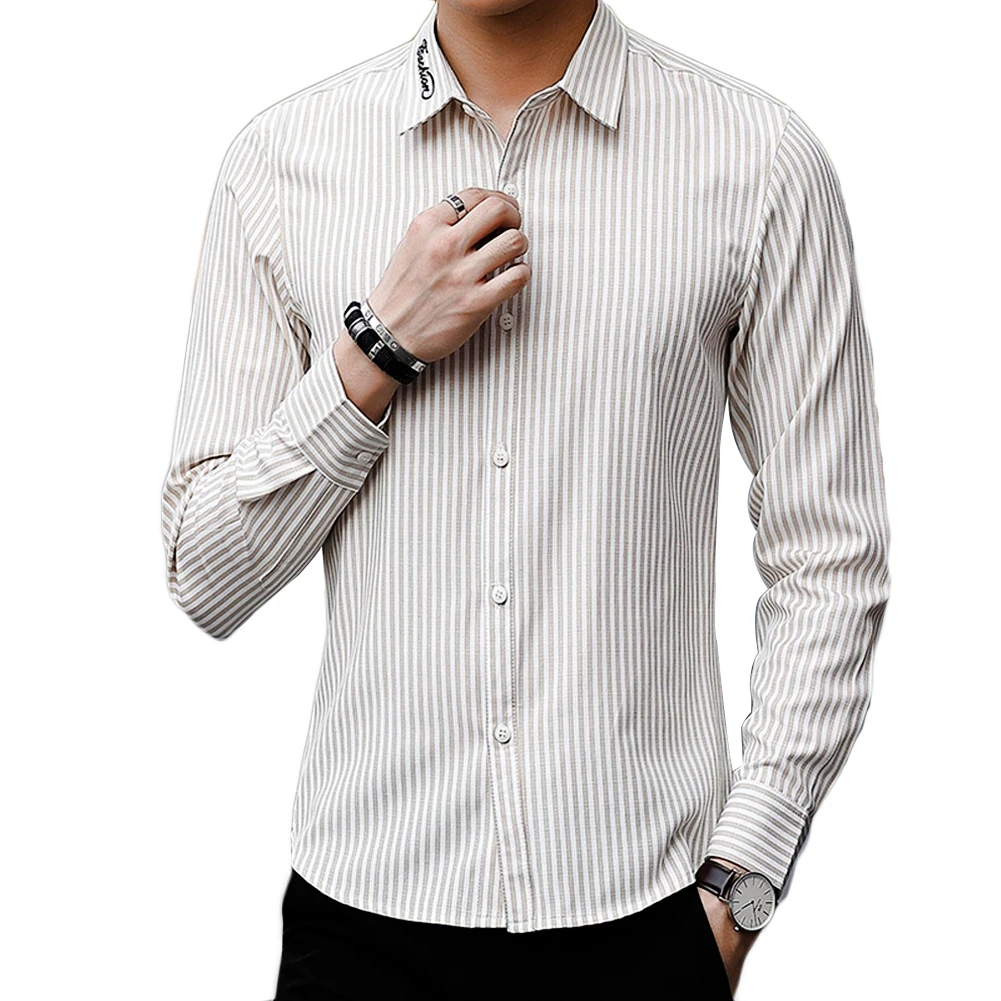 Domple Men Long Sleeve Stylish Denim Buttons Cotton Shirts