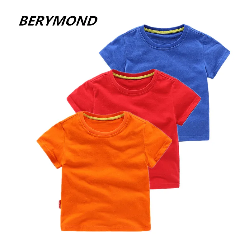 Soft Solid Kids Boys T Shirt Candy Color Short Sleeve Baby Girls T Shirts Cotton Children's T