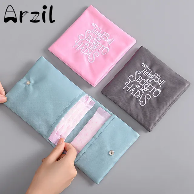 Menstrual Napkin Bag Portable Sanitary Pad Storage Feminine Menstrual Napkin Bag Portable Sanitary Pad Storage Feminine Hygiene Tampon Pouch Organizer 4 Colors Reusable