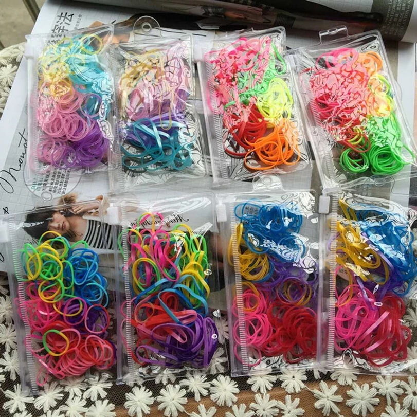 Rainbow Colors Hot Sale Mini Girls Strong Basic Elastic Hair Bands