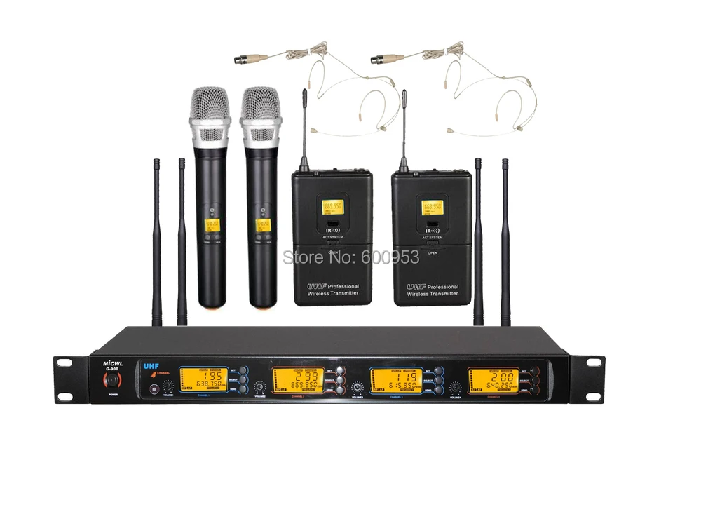 

COCMICWL UHF 2 Skin color mini Omnidirectional Hook Headset 2 Handheld Wireless Karaoke Mic Microphone System