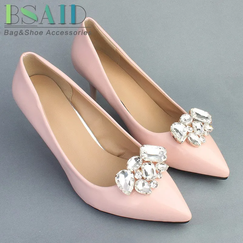 

BSAID1 pair Rhinestone Shoes Decorations Women Bridal Wedding Shoe Flower Accessory Charm Crystal Metal Shoes Clip Ornament New