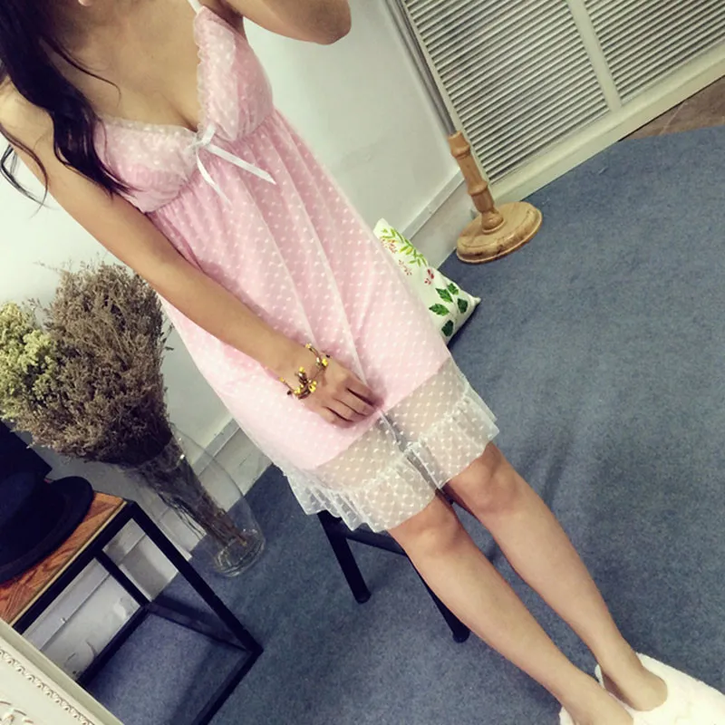 Ladies Nighties Women Sleepwear Dress Polka Dot Sleeveless Nightgowns