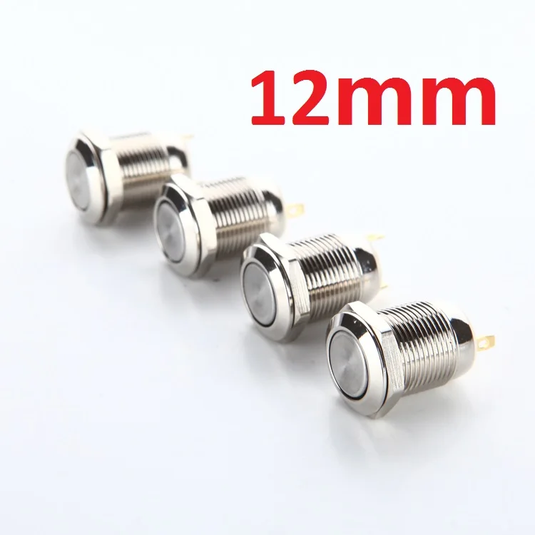 

1pcs 12mm L28 Plane Stainless Steel Metal Push Button Switch Car Modification Horn Doorbell Switch Automatic Reset Waterproof