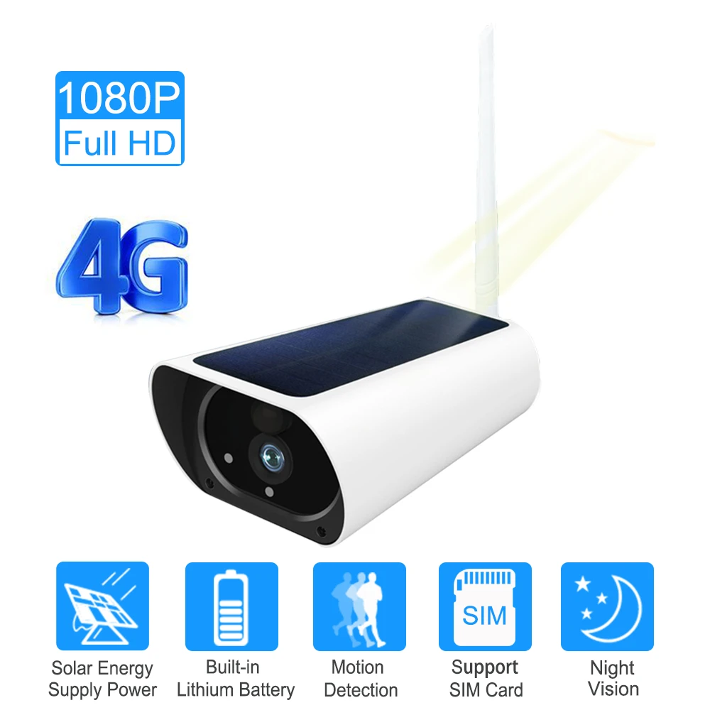 

SIM Card 3G 4G Solar Power Wifi Camera Battery 1080P Two Way Audio Security Outdoor Wireless IP Camera HD Surveillance PIR GSM
