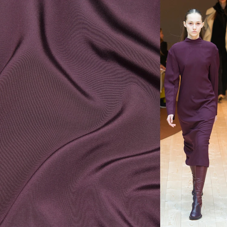 

Heavier crepe thick silk Crepe DE chine fabric deep purple mix dark red,SCDC973