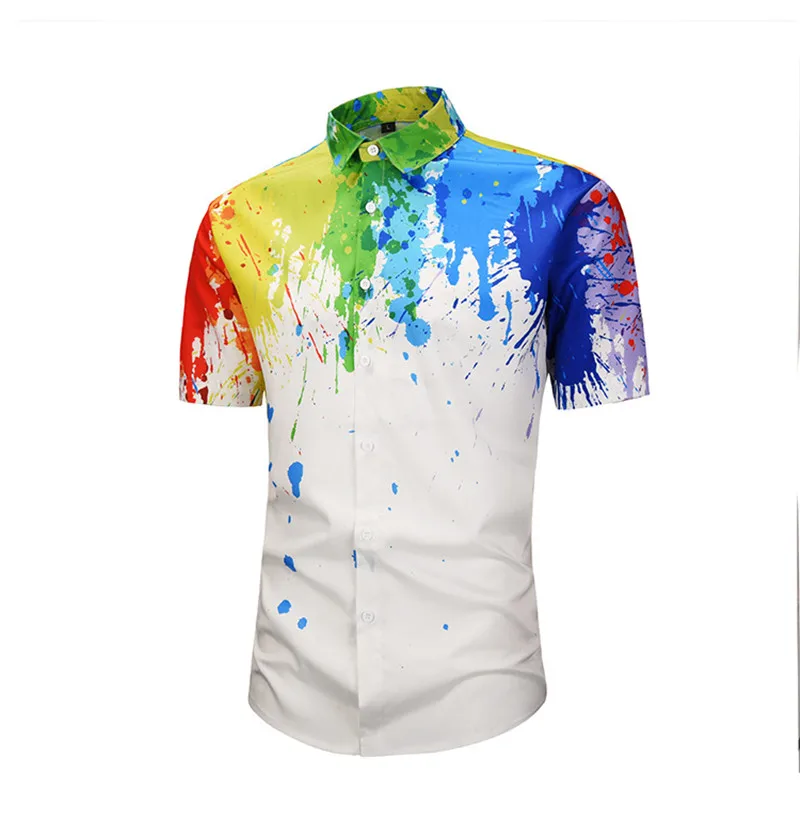 Новая летняя мужская рубашка с 3D рисунком из аниме, модная гавайская рубашка с коротким рукавом, повседневная мужская деловая рубашка, европейский размер