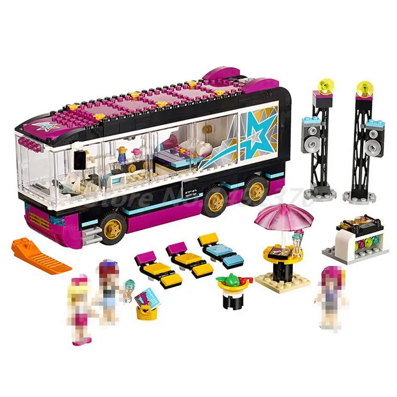 BELA 10407 Building Block Friends Pop Star Tour Bus 41106 Emma Mia Figure Educational Toys For Children Christmas Gifts BELA 10407 Building Block Friends Pop Star Tour Bus 41106 Emma Mia Figure Educational Toys For Children Christmas Gifts