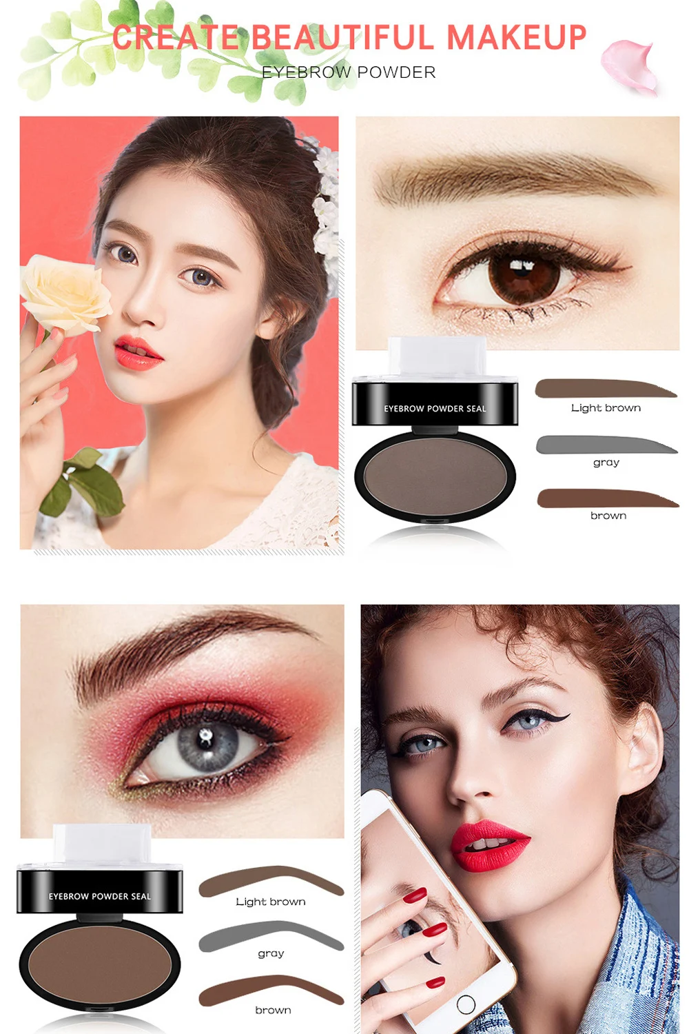 3 Seconds Quick Makeup Brow Eyebrow Powder Stamp Waterproof Powder Palette for Perfect Eyebrows Eye Brow Tint Cosmetics cejas 5