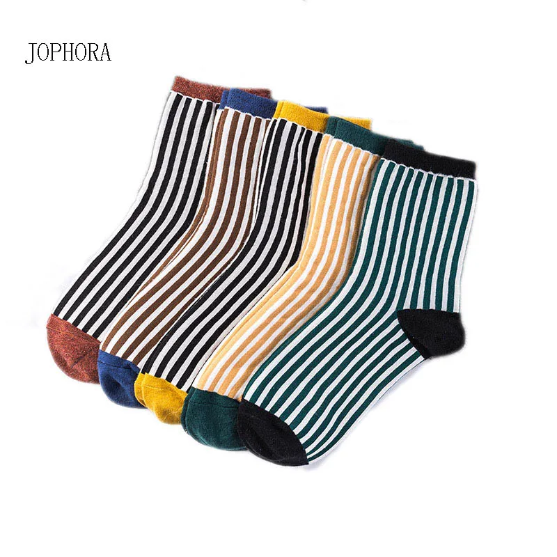 JOPHORA Mew 2019 Горячая осень и зима новые женские Корейская версия колледж Ветер в полоску хлопковые носки