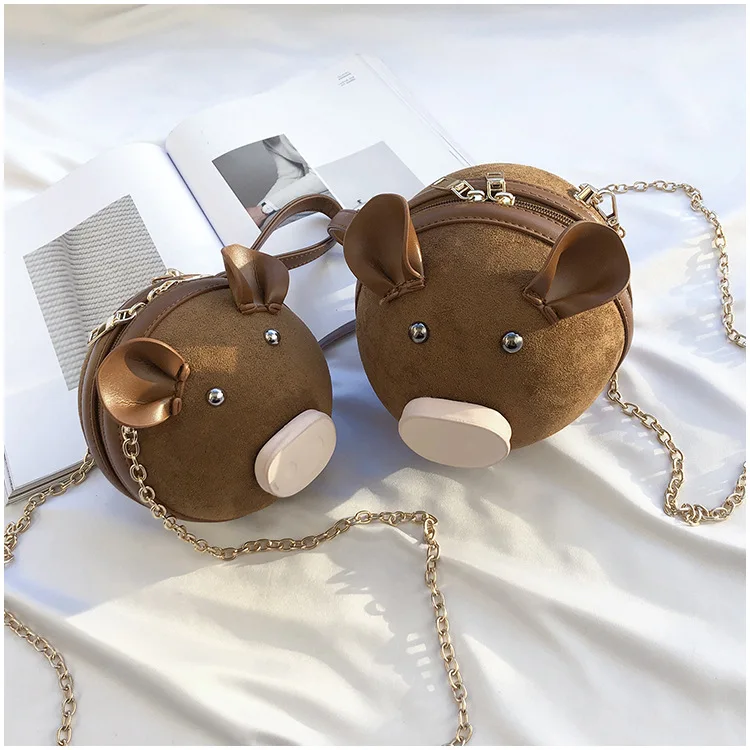 HOCODO, милые женские сумки-мессенджеры в форме свиньи, дамская сумочка, матовая поверхность, маленькая круглая сумка, кошелек для телефона, на цепочке, сумки через плечо из искусственной кожи