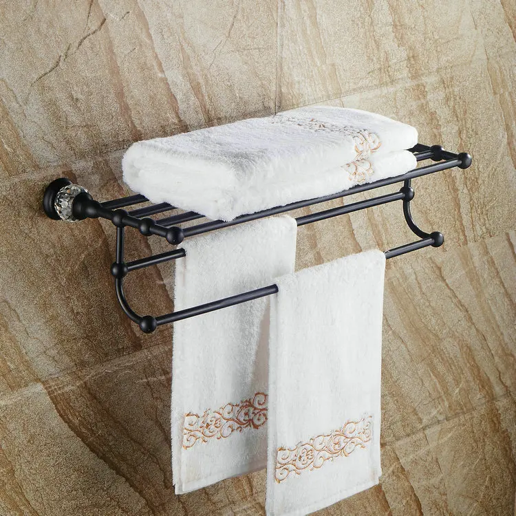 Solid Brass Dầu Cọ Xát Đồ Đồng thanh Khăn Rack Khăn Đen Treo Tường Khăn rack Kệ Phòng Tắm Accesseries