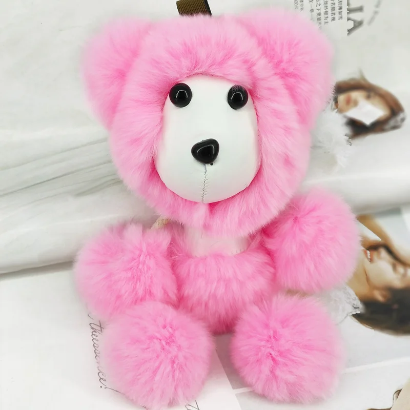 

Cute Dog Puffy Ball Key Chains Rabbit Hair Pokemon Pendants Jewelry Charms Key Ring Bags Decoration Ornament Keychain Toys Gift