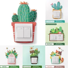 Sticker Protective-Cover Pu-Switch Cactus-Wall Fluorescent Waterproof Decor Glow Luminous