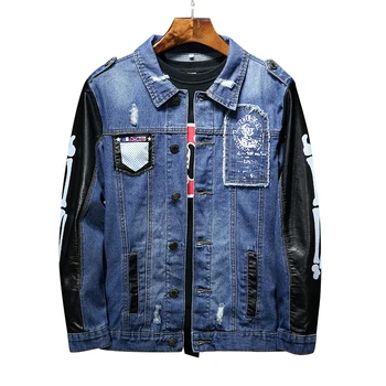 

Denim Jacket Men 2018 New Arrival Autumn Turn-Down Collar Casual Slim Outerwear Spring and Autumn New Japanese Street Trends