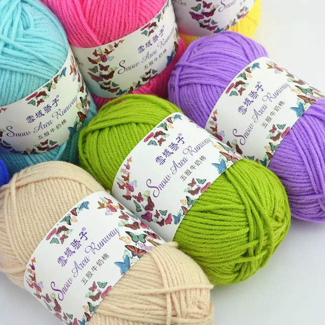 50g Worsted cotton baby milk yarn braided wire crochet blanket spelling