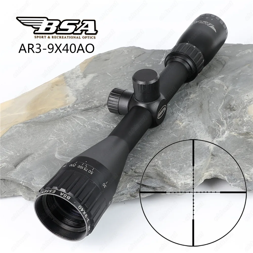 

BSA Essential AR 3-9x40 AO Hunting Optics Riflescopes Mil Dot Reticle Shooting Air Gun Rifle Scopes Sight with Metal Lens Cover