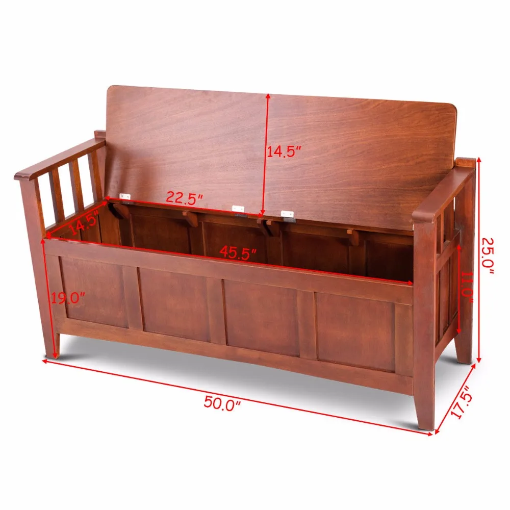 Giantex Brown 32 Gallon Solid Wood Entryway Storage Bench Home W/Short Split Seat Home Furniture HW58546 Giantex Brown 32 Gallon Solid Wood Entryway Storage Bench Home W/Short Split Seat Home Furniture HW58546