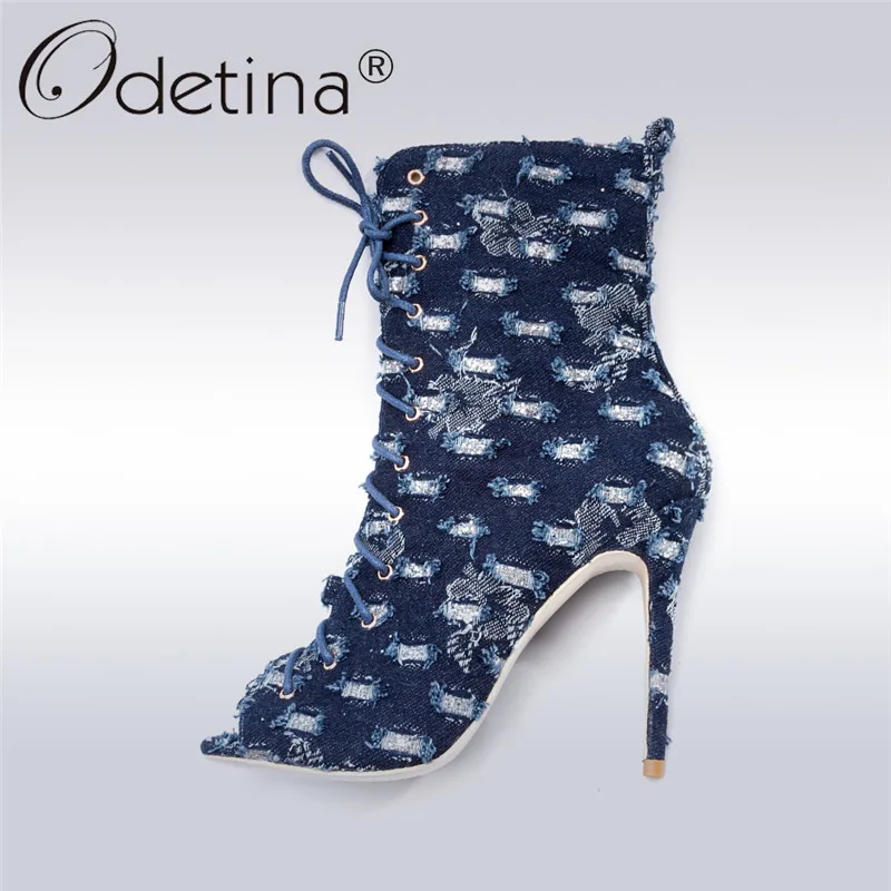 denim ankle boots women's