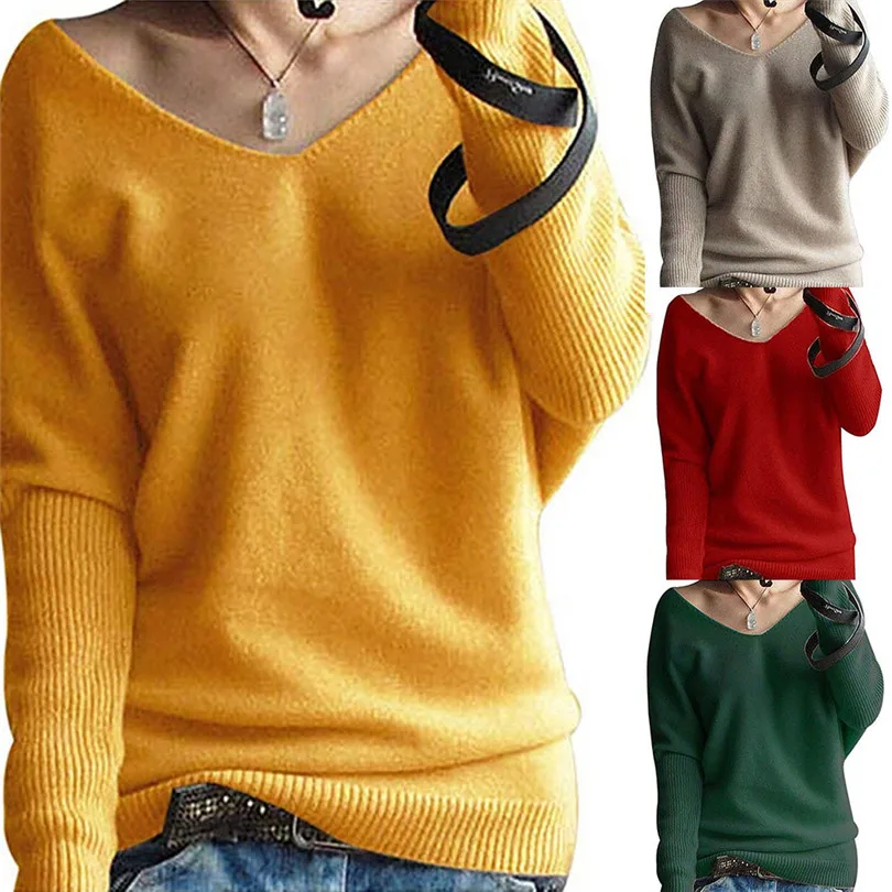 New Fashion Women Autumn Winter Batwing Sleeve Solid Knitted Casual Daily Sweater Brief Pullover Tops Blouse #4F09 (1)