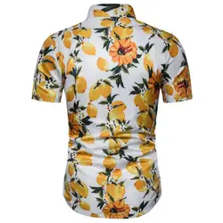 Мужская рубашка мужская новая с коротким рукавом летняя Молодежная тренд Гавайский стиль лимон 3D принт