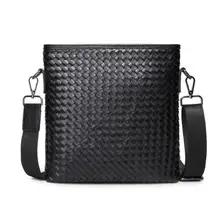 Плетеная брендовая Новая мужская деловая сумка-мессенджер, вязаная искусственная кожа, волнистые мужские модные черные повседневные сумки через плечо для iPad
