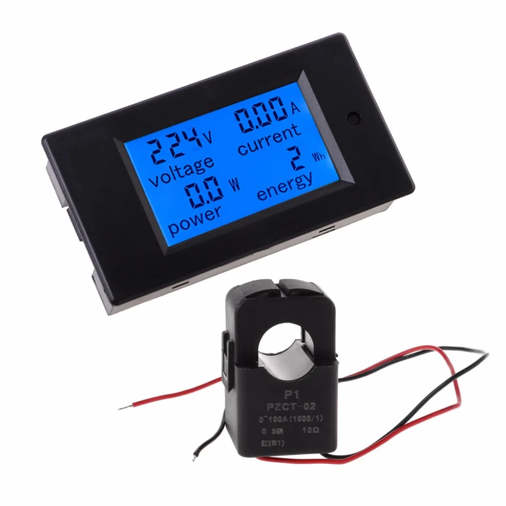 

AC 80-260V 100A Voltage Current Watt Power Energy Meter PZEM-061 with Split CT Tester Tools 0~9999kWh