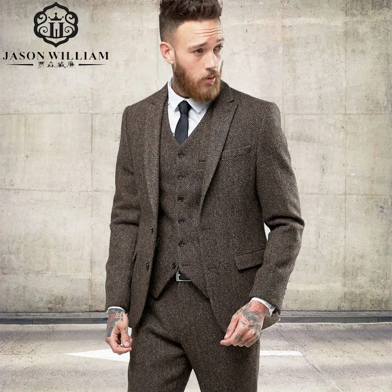 LN021 Custom tweed blazer men Wool Herringbone British style custom