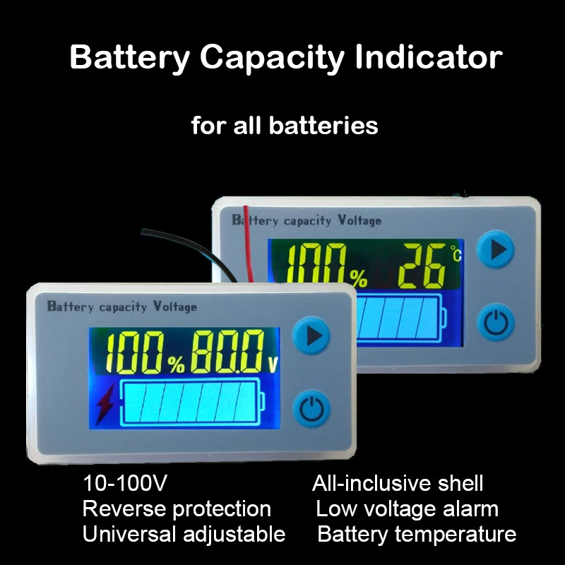 

12V 24V 36V Lead Acid Battery Capacity Indicator Power LCD Display Sensor Low Voltage Alarm Lead-acid Lithium Tester JS-C33