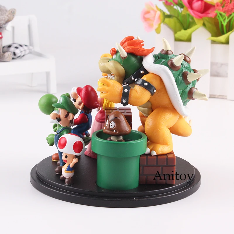 Super Mario Bros Wii Mario Figures Princess Peach Luigi Bowser Yoshi Toad Goomba Action Figure Party Decoration Toy Gift 3-10cm