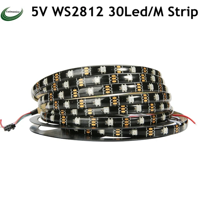

individually addressable 1m 5m waterproof ip65 ip67 5050 rgb 30 led/m 5v ws2811 ws2812 ws2812b led strip light black/white pcb