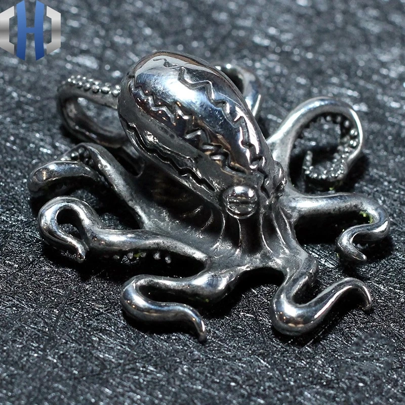 

Squid Handmade Design Men And Women Models Octopus 925 Sterling Silver Brass Pendant Necklace Keychain Knife Original