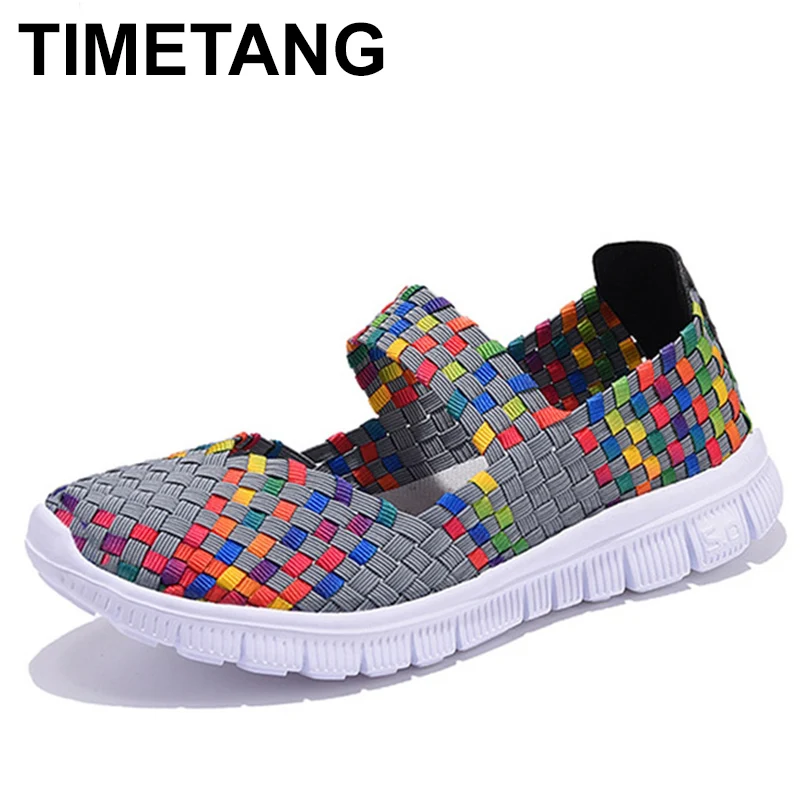 Acheter TIMETANG Femmes Occasionnels Chaussures D été Respirant Main Femmes Tissé Chaussures De Mode Confortable Léger Wovening Femmes C265