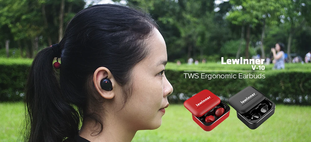 Lewinner V10 Беспроводной наушники-вкладыши TWS Bluetooth 5,0 наушники 3D стерео Hi-Fi спортивные наушники-капельки дляимузыка гарнитура Bluetooth с зарядным устройством