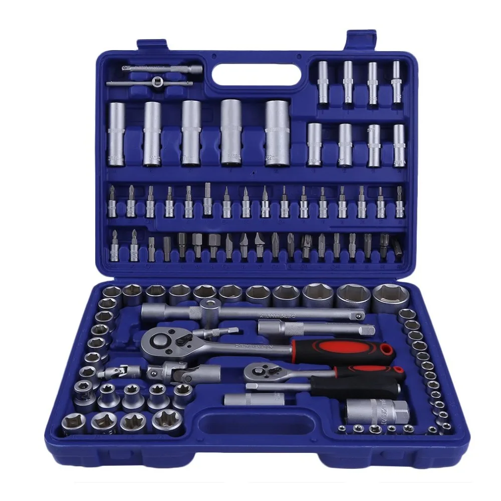 Practical 108pcs Car Repair Tools Ratchet Wrench Spanner Socket Set Hand Tools Combination Auto Repair Repairing Kit