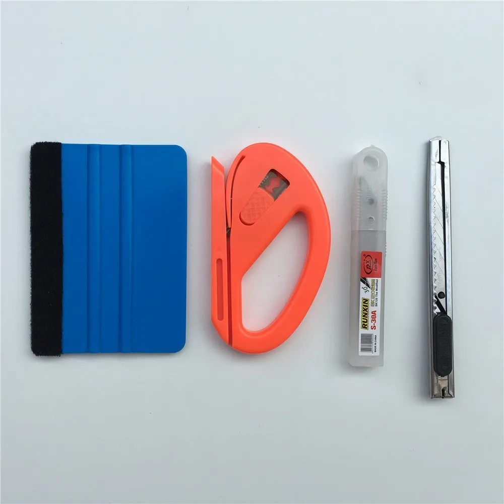 

4pcs/lot Car Wrap Application Tool Kit Felt Squeegee Scraper Snitty Cutter Knife Car Decal Wall Sticker Glass Film Tools