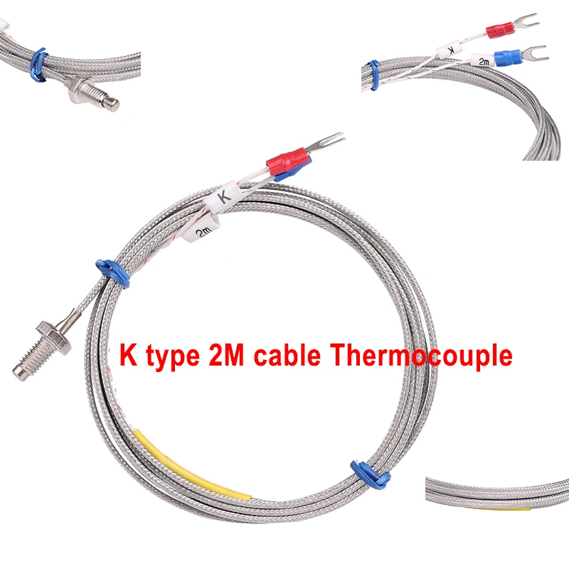 

2PCS/Lot Thread M6 Screw Probe Temperature Sensor Thermocouple K Type Measuring 0-400 Degree 2m Cable for PID Controller