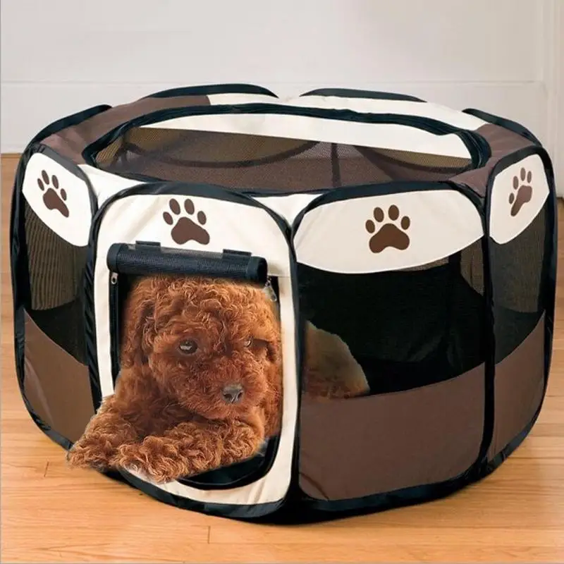 Online Portatile Pieghevole Pet Cane Tenda Casa Del Cane Gabbia Gabbia Gabbia del Cane Gatto Tenda Box Cucciolo Canile Funzionamento Facile Ottagonale Recinzione Esterna Forniture