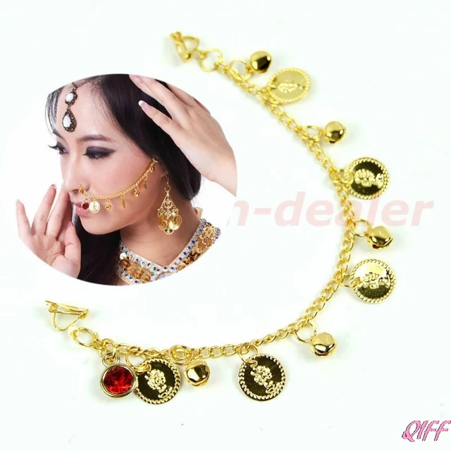 Gold Nath Nose Ring with Chain – Bollywood Wardrobe