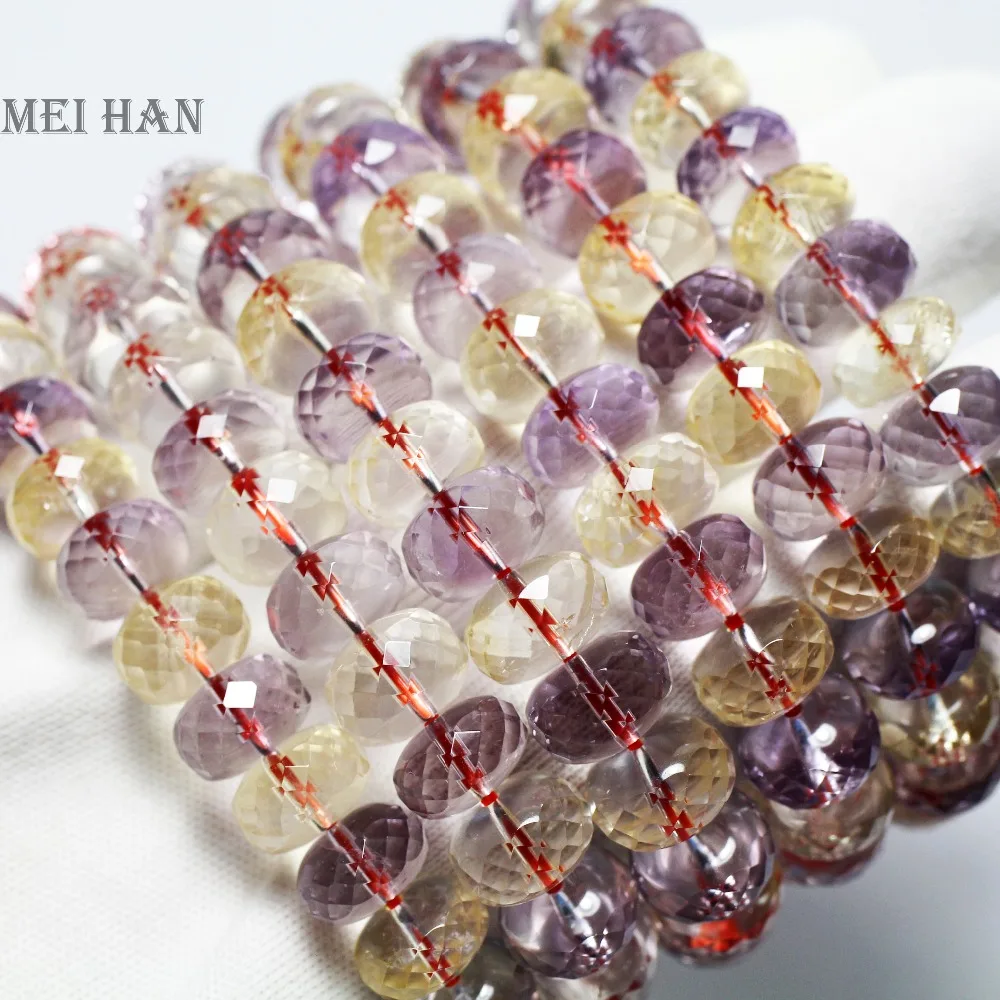 Wholesale(26 beads/set) 6-7*10-11mm natural Bolivia Amethyst Cirtine quartz faceted rondelle bracelet for women bracelet gift