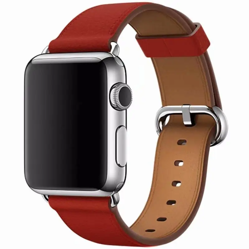 Горячая кожаный ремешок для iWatch Замена ремешка для Apple Watch 38 мм 42 мм 40 мм 44 мм серия 4 3 2 1 серия 5 - Цвет ремешка: red