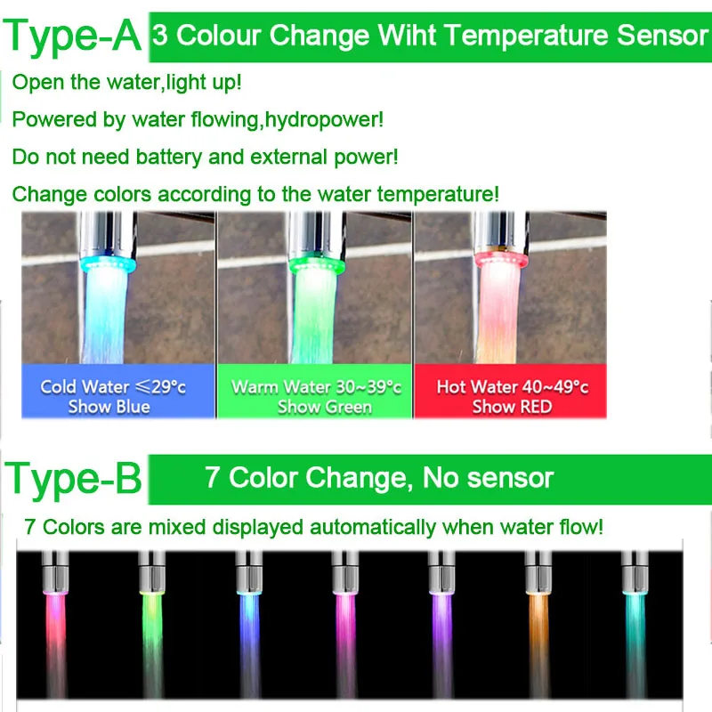 Светодиодный светильник-кран с датчиком температуры, RGB, светящаяся насадка для душа, для раковины, кран Torneira, аксессуары для ванной и кухни